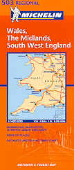 mappa stradale n.503 - Gran Bretagna - Wales/Galles, The Midlands, South West England