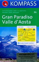 mappa topografica n.86 - Gran Paradiso, Valle d' Aosta, La Thuile, La Salle, Parco Nazionale del Gran Paradiso, Valsavarenche, Val d'Isère, Cogne - nuova edizione