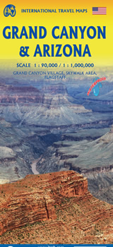 mappa stradale Grand Canyon, Arizona - con Grand Canyon Village, Skywalk Area, e mappa della città di Flagstaff - mappa stradale impermeabile e antistrappo - nuova edizione