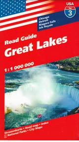 mappa stradale n.03 - Great Lakes - con Chicago, Detroit, Niagara Falls, Isle Royale, Pittsburgh, Cleveland, Buffalo, Grand Rapids, Madison - con cartografia aggiornata, dettagliata e facile da leggere + guida stradale - EDIZIONE Dicembre 2023