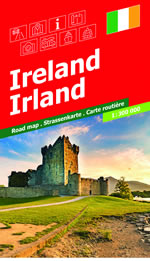 mappa Irlanda stradale con distanze stradali, collegamenti marittimi, luoghi di interesse turistico, indice dei nomi 2024