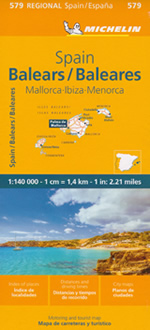 mappa stradale Isole Baleari / Balears / Baleares (Spagna) - con Maiorca / Mallorca, Palma, Ibiza / Eivissa, Formentera, Menorca, Cabrera - mappa stradale Michelin n.579 - con spiagge, sentieri, percorsi panoramici, parchi e riserve naturali - EDIZIONE 2024