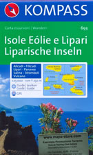 mappa topografica n.693 - Isole Eolie e Lipari - Santa Marina Salina, S.Pietro, Filicudi, Alicudi, Stromboli, Canneto, Isola di Vulcano, Porto di Levante - con spiagge, sentieri CAI, percorsi MTB, luoghi panoramici e parchi naturali - compatibile con GPS - nuova edizione
