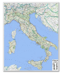 mappa murale Italia - mappa murale con cartografia molto dettagliata e aggiornata - plastificata - 110 x 130 cm - edizione 2023