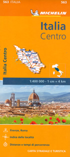 mappa Italia con Toscana, Umbria, Lazio, Marche, Abruzzo, Rep. San Marino stradale Michelin n.563