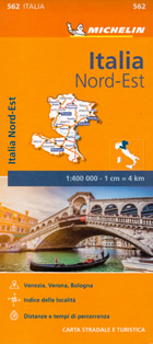 mappa Italia con Veneto, Trentino Alto Adige, Friuli Venezia Giulia, Emilia Romagna stradale Michelin n.562 2022