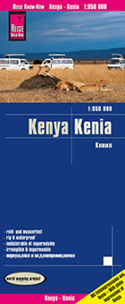 mappa stradale Kenya / Kenia - con Nyeri, Mombasa, Embu, Nairobi, Garissa, Kisumu, Nakuru, Kakamega - mappa stradale impermeabile e antistrappo - con parchi e riserve naturali, spiagge e luoghi panoramici - nuova edizione