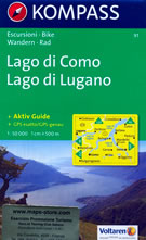 mappa topografica n.91 - Lago di Como, Lago di Lugano, Mendrisio, Bellagio, Erba, Canzo, Oggiono, Mandello del Lario, Pasturo, Bellano, Colico, Gravedona, Giubiasco, Porlezza, Lugano, Como, Lecco - compatibile con GPS