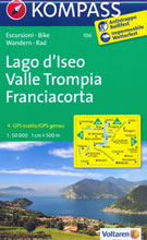 mappa topografica n.106 - Lago d'Iseo, Valle Trompia, Franciacorta, Rovato, Brescia, Palazzolo sull'Oglio, Zandobbio, Bovegno, Lovere, Lago di Endine - mappa plastificata, compatibile con GPS