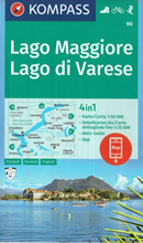 mappa topografica n.90 - Lago Maggiore, Lago di Varese, Lago di Lugano, Verbania, Stresa, Arona, Gravellona Toce, Laveno-Mombello, Luino, Cannobio, Locarno, Lugano, Mendrisio, Parco Nazionale della Val Grande, Malesco, Olgiate Comasco - compatibile con GPS - edizione 2020