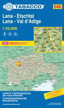 mappa topografica n.046 - Lana, Val d'Adige - Merano, Marlengo, Cermes, Verano, Guardia Alta, S. Pancrazio, Foiana, Vilpiano, Nalles, Terlano, Andriano, Passo Palade, M. Luco, S. Felice, Andriano, Bolzano - con reticolo UTM compatibile con sistemi GPS - edizione 2020