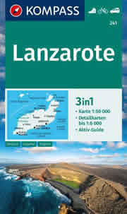 mappa topografica Lanzarote (Isole Canarie) - mappa escursionistica - con sentieri, spiagge, percorsi panoramici - compatibile con sistemi GPS - Kompass n.241 - EDIZIONE Dicembre 2024