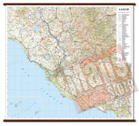 mappa Lazio murale con cartografia dettagliata ed aggiornata plastificata, eleganti aste in legno 96 x 86 cm 2021