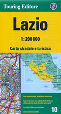 mappa stradale regionale Lazio - mappa stradale - con distanze stradali, percorsi panoramici - nuova edizione