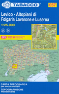 mappa topografica n.057 - Levico, Altopiani di Folgaria Lavarone e Luserna - con M. Maggio, M. Campomolon, Tonezza, Rovereto, Serrada, Calliano, Carbonare, Becco di Filadonna, Caldonazzo, Vigolo Vattaro, Aldeno, La Marzola, Pergine Valsugana, Roncegno, C. Manderiolo, P.so di Vezzena - con reticolo UTM compatibile con sistemi GPS - edizione 2019