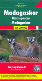 mappa stradale Madagascar - Antananarivo, Toamasina, Antsirabe, Fianarantsoa, Toliara, Tolagnaro, Manakara, Morondava, Antalaha, Farafangana, Ihosy, Comore, Mayotte, Rodrigues, Mauritius, Reunion - con spiagge, luoghi panoramici, riserve naturali - nuova edizione