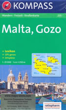 mappa topografica n.235 - Malta, Gozo, Valletta, Comino, Rabat, Mosta, Sliema - con sentieri, spiagge e luoghi panoramici - compatibile con GPS - nuova edizione