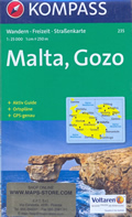 mappa topografica n.235 - Malta, Gozo, Valletta, Comino, Rabat, Mosta, Sliema - con informazioni turistiche, sentieri, spiagge e luoghi panoramici - compatibile con GPS