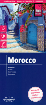 mappa stradale Marocco - con Marrakech, Agadir, Casablanca, Rabat, Tanger, Figuig, Fes, Dakhla - mappa impermeabile e antistrappo - con spiagge ed oasi - EDIZIONE 2023