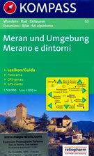 mappa topografica n.53 - Merano, Gruppo di Tessa / Texelgruppe, Moso in Passiria, Passo Giovo, S. Leonardo, Lana, Meltina, Naturno, Ultimo, Proves, Terlano, Bolzano - con mappa panoramica - compatibile con GPS - nuova edizione