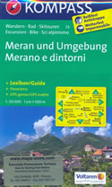 mappa n.53 Merano, Gruppo di Tessa / Texelgruppe, Moso in Passiria, Passo Giovo, S. Leonardo, Lana, Meltina, Naturno, Ultimo, Proves, Terlano, Bolzano plastificata, con panoramica dei Merano compatibile GPS