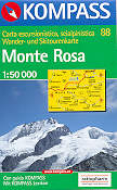 mappa topografica n.88 - Monte Rosa, Alagna Valsesia, Gressoney, Zermatt, Ceppo Morelli, Macugnaga, Scopello