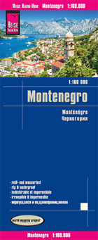 mappa Montenegro stradale con luoghi panoramici, parchi e riserve naturali impermeabile antistrappo