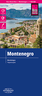 mappa Montenegro stradale con luoghi panoramici, parchi e riserve naturali impermeabile antistrappo 2024