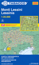 mappa n.059 Monti Lessini, Lessinia S. Giorgio, M. Obante, Recoaro Terme, Catena Tre Croci, Giazza, Bauci, Campofontana, P.so Fittanze, Corno d'Aquilio, Peri, Sant'Anna d'Alfaedo, Molina, Erbezzo, Bosco Chiesanuova, Velo Veronese, Selva di Progno, Rovere Cerro, Badia Calavena, Vestenanova, Fumane con reticolo UTM compatibile sistemi GPS 2019