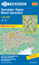 mappa n.040 Monti Sarentini / Sarntaler Alpen S. Martino, P. Cervina, Valle di Pennes, Sarentino, Meltina, Barbiano, M. Villandro, Cima San Cassiano, Corno Tramin, Renon con reticolo UTM compatibile sistemi GPS