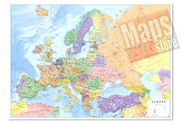 mappa murale Mappa Murale d'Europa - con cartografia politica e fisica - plastificata - 96 x 68 cm - edizione 2022