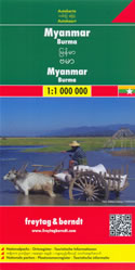 mappa stradale Myanmar / Burma / Birmania - con Naypyidaw, Yangon/Rangoon, Mandalay, Bagan, Pegu, Moulmein, Sagaing, Tavoy/Dawei, Pathein, Taunggyi