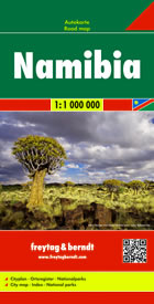 mappa stradale Namibia - mappa stradale con parchi naturali, rete stradale, mappa del centro di Windhoek e indice delle località - con le regioni di Windhoek, Lüderitz, Swakopmund, Walvis Bay, Mariental, Keetmanshoop, Karasburg, Otjiwarongo, Ondangwa, Tsumeb, Katima Mulilo, Rundu, Rehoboth, Livingstone - EDIZIONE 2023