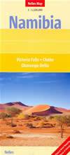 mappa stradale Namibia - con Victoria Falls, Chobe, Okavango Delta