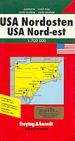 mappa stradale USA North-East / Stati Uniti Nord Est - New York, Pennsylvania, New Jersey, Delaware, Maryland, Maine