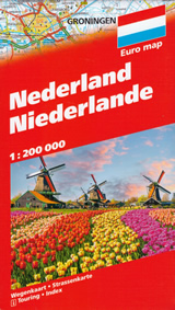 mappa Olanda e Paesi Bassi/Nederland/Netherlands con Amsterdam, Rotterdam, Eindhoven, Utrecht, Groningen, Den Haag/L'Aia 2023