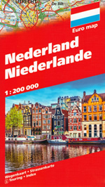 mappa Olanda e Paesi Bassi/Nederland/Netherlands con Amsterdam, Rotterdam, Eindhoven, Utrecht, Groningen, Den Haag/L'Aia 2022