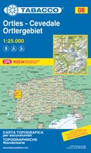 mappa topografica n.008 - Ortles, Cevedale - con Parco Nazionale dello Stelvio, Bormio, Passo dello Stelvio, Cristallo, Valfurva, Solda, Peio, Trafoi, Gomagoi, Passo S. Maria, Cresta di Reit, Königspitze/Il Gran Zebru, M. Vioz, S. Caterina, Sobretta, V. Rezzalo, M. Gavia, - con reticolo UTM per GPS - edizione 2020