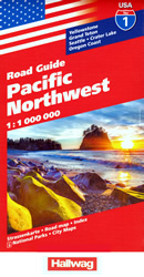 mappa n.01 Pacific NorthWest con Seattle, Everett, Portland, Newport, Yellowstone, Grand Teton, Glacier, Twin Falls, Rock Springs, Oregon, Idaho cartografia aggiornata, dettagliata e facile da leggere + stradale