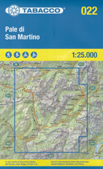 mappa n.022 Pale di San Martino Passo Valles, Gares, Lagorai, S. Castrozza, Cimon Pala, Gosaldo, Agordo, Taibon, Gruppo del Cimonega, Valle Mis, Mezzano, Fiera Primiero con reticolo UTM compatibile GPS impermeabile, antistrappo, plastic free, eco friendly 2023