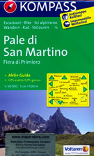 mappa n.76 Pale di San Martino, Fiera Primiero, Mezzano, Predazzo, Catena dei Lagorai, Cima d'Asta, Pieve Tesino, M. Pavione, Arsie, Grigno, Lentiai, S. Giustina, Falcade, Cencenighe, Agordo plastificata, compatibile con GPS