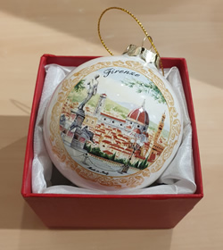 idea regalo Palla di Natale in vetro Firenze diametro 8 cm con scatola regalo made Italy