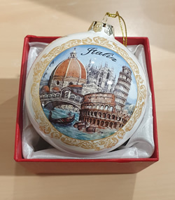 idea regalo Palla di Natale in vetro Italia diametro 8 cm con scatola regalo made Italy