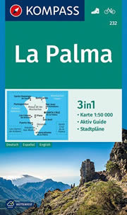 mappa La Palma (Isole Canarie) con sentieri, spiagge, percorsi panoramici compatibile sistemi GPS Kompass n.232 2022