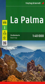 mappa La Palma (Isole Canarie) e stradale con sentieri, spiagge, percorsi panoramici 2024
