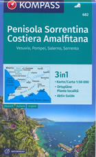 mappa Penisola Sorrentina, Costiera Amalfitana con Sentiero Dei, Positano, Nocelle, Bomerano, Praiano, Vesuvio, Pompei, Salerno, Amalfi, Sorrento, Napoli, Torre del Greco, Sarno, Monti Lattari, Ravello, Cava de' Tirreni, Nocera, Castellammare di Stabia Kompass n.682 sentieri e percorsi panoramici, plastificata, compatibile GPS 2024