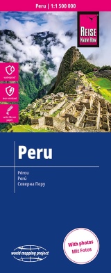 mappa Peru stradale con Lima, Arequipa, Trujillo, Chiclayo, Piura, Cusco, Iquitos, Callao, Cajamarca impermeabile e antistrappo 2026