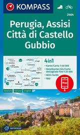 mappa Perugia, Assisi, Città di Castello, Gubbio Kompass n.2464 M. Urbino, Umbertide, il Cerrone, Pantano, Magione, Bastia Umbra, Cagli compatibile con GPS 2024