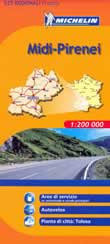 mappa stradale regionale n.525 - Midi-Pirenei - con Tolosa (Toulouse), Montauban, Rodez, Foix, Tarbes, Cahors, Albi, Castres, Millau