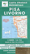 mappa stradale provinciale Pisa e Livorno - con Isola d'Elba, Parco Nazionale Arcipelago Toscano e Parco Migliarino